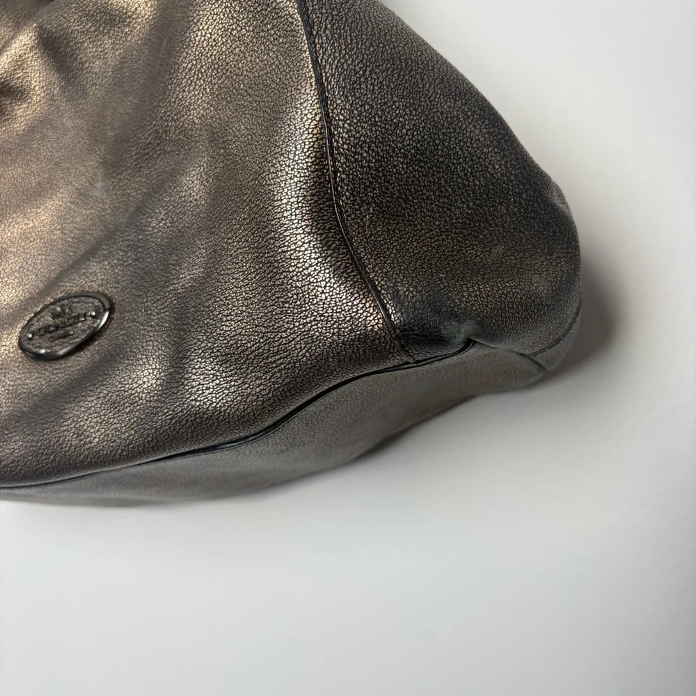 Coach Edie Metallic Gold Pebbled Shoulder Bag